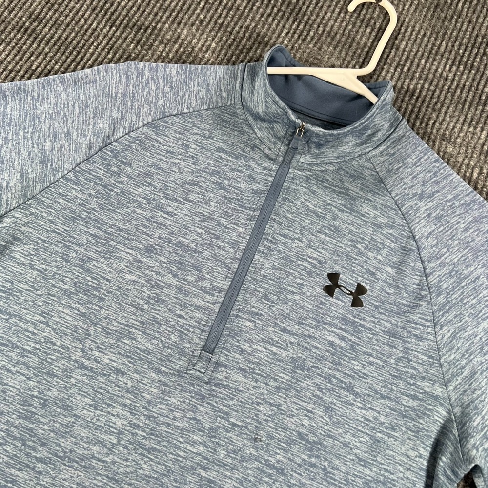 Under Armour Pullover Shirt Womens Medium Blue Long Sleeve 1/4 Zip Mock Heat Gea